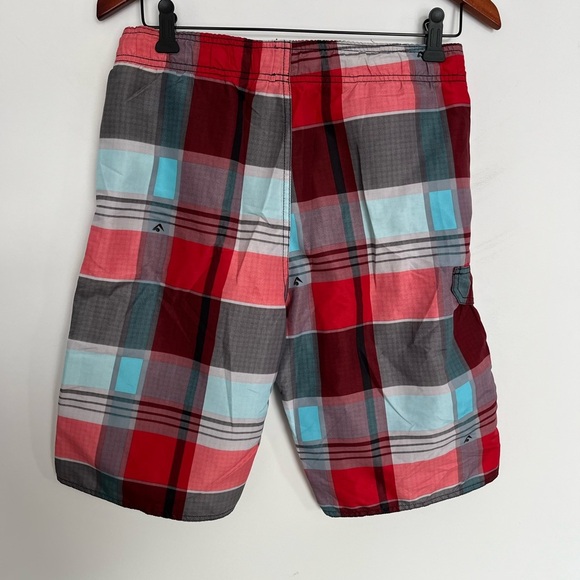 Kanu Plaid Swim Shorts - Red and Blue - Picture 3 of 4
